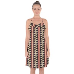 Zigzag Tribal Ethnic Background Ruffle Detail Chiffon Dress by Pakrebo