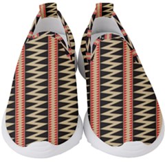 Zigzag Tribal Ethnic Background Kids  Slip On Sneakers by Pakrebo