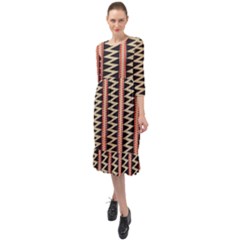 Zigzag Tribal Ethnic Background Ruffle End Midi Chiffon Dress by Pakrebo