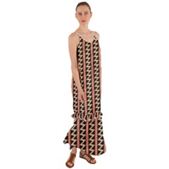 Zigzag Tribal Ethnic Background Cami Maxi Ruffle Chiffon Dress by Pakrebo