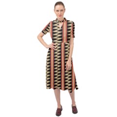 Zigzag Tribal Ethnic Background Keyhole Neckline Chiffon Dress by Pakrebo