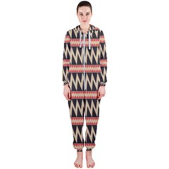 Zigzag Ethnic Pattern Background Hooded Jumpsuit (ladies)  by Pakrebo