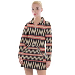 Zigzag Ethnic Pattern Background Women s Long Sleeve Casual Dress