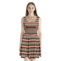 Zigzag Ethnic Pattern Background Split Back Mini Dress  by Pakrebo