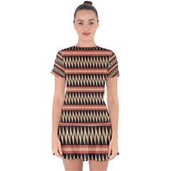 Zigzag Ethnic Pattern Background Drop Hem Mini Chiffon Dress