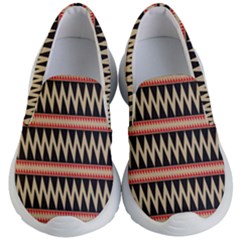 Zigzag Ethnic Pattern Background Kids  Lightweight Slip Ons by Pakrebo