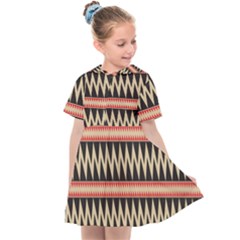 Zigzag Ethnic Pattern Background Kids  Sailor Dress by Pakrebo