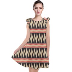 Zigzag Ethnic Pattern Background Tie Up Tunic Dress by Pakrebo