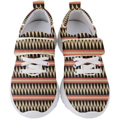 Zigzag Ethnic Pattern Background Kids  Velcro Strap Shoes by Pakrebo