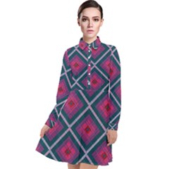 Purple Textile And Fabric Pattern Long Sleeve Chiffon Shirt Dress