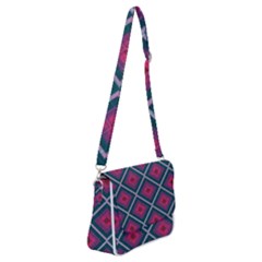 Purple Textile And Fabric Pattern Shoulder Bag With Back Zipper