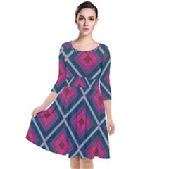 Purple Textile And Fabric Pattern Quarter Sleeve Waist Band Dress by Pakrebo