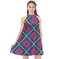 Purple Textile And Fabric Pattern Halter Neckline Chiffon Dress  by Pakrebo