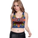 Hungarian Mandala Flower Racer Back Crop Top View1