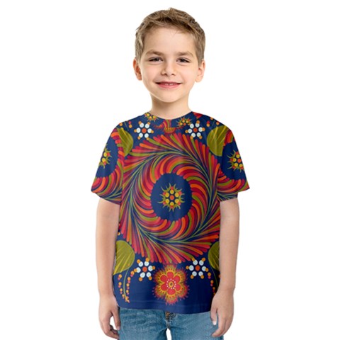 Hungarian Mandala Flower Kids  Sport Mesh Tee by Pakrebo