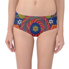 Hungarian Mandala Flower Mid-waist Bikini Bottoms by Pakrebo