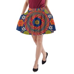 Hungarian Mandala Flower A-line Pocket Skirt by Pakrebo