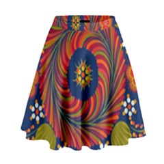 Hungarian Mandala Flower High Waist Skirt by Pakrebo