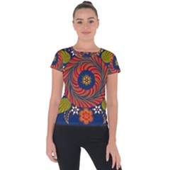 Hungarian Mandala Flower Short Sleeve Sports Top  by Pakrebo