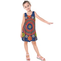 Hungarian Mandala Flower Kids  Sleeveless Dress by Pakrebo