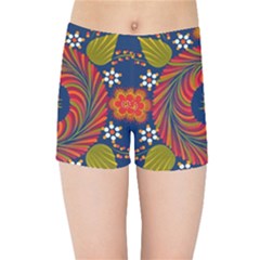 Hungarian Mandala Flower Kids  Sports Shorts by Pakrebo