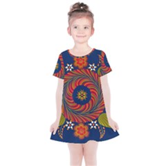 Hungarian Mandala Flower Kids  Simple Cotton Dress by Pakrebo