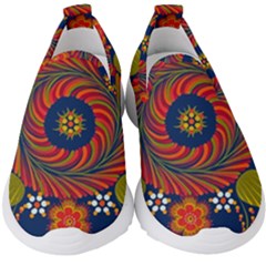 Hungarian Mandala Flower Kids  Slip On Sneakers