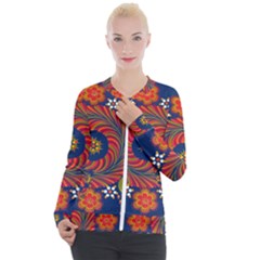 Hungarian Mandala Flower Casual Zip Up Jacket by Pakrebo