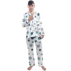 Floral Pattern Seamless Endless Men s Satin Pajamas Long Pants Set