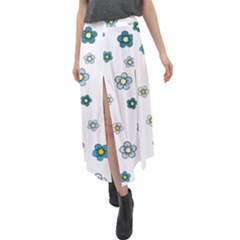 Floral Pattern Seamless Endless Velour Split Maxi Skirt