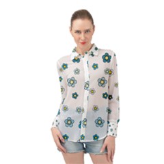 Floral Pattern Seamless Endless Long Sleeve Chiffon Shirt