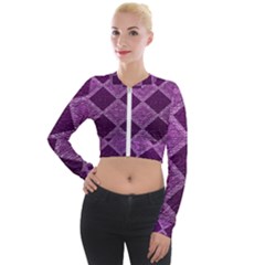 Purple Pattern Long Sleeve Cropped Velvet Jacket