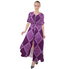 Purple Pattern Waist Tie Boho Maxi Dress