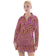 Gold Purple Abstract Background Women s Long Sleeve Casual Dress