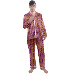 Gold Purple Abstract Background Men s Satin Pajamas Long Pants Set