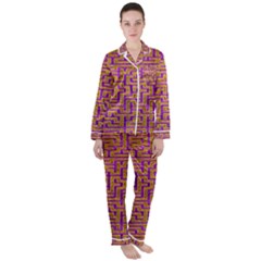 Gold Purple Abstract Background Satin Long Sleeve Pyjamas Set