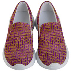 Gold Purple Abstract Background Kids  Lightweight Slip Ons by Pakrebo