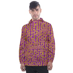 Gold Purple Abstract Background Men s Front Pocket Pullover Windbreaker