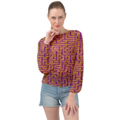 Gold Purple Abstract Background Banded Bottom Chiffon Top