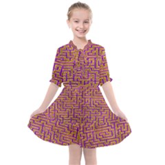 Gold Purple Abstract Background Kids  All Frills Chiffon Dress