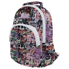 Graffiti Wall Background Rounded Multi Pocket Backpack by Pakrebo