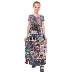 Graffiti Wall Background Kids  Short Sleeve Maxi Dress by Pakrebo