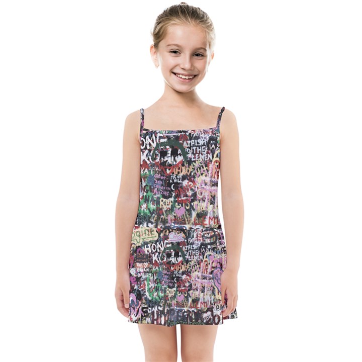 Graffiti Wall Background Kids  Summer Sun Dress