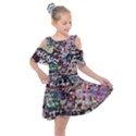 Graffiti Wall Background Kids  Shoulder Cutout Chiffon Dress View1