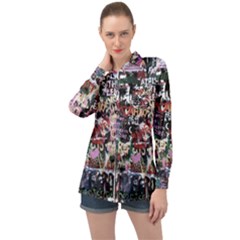 Graffiti Wall Background Long Sleeve Satin Shirt