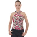 Floral Ethnic Pattern Cross Neck Velour Top View1