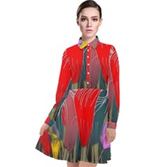 Floral Pattern Background Texture Long Sleeve Chiffon Shirt Dress by Pakrebo