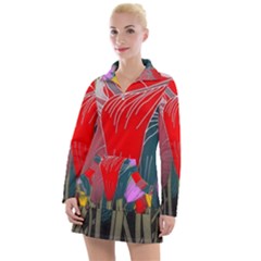 Floral Pattern Background Texture Women s Long Sleeve Casual Dress