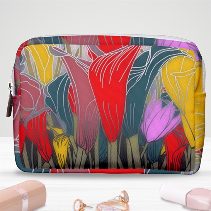 Floral Pattern Background Texture Make Up Pouch (Medium)