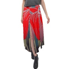 Floral Pattern Background Texture Velour Split Maxi Skirt